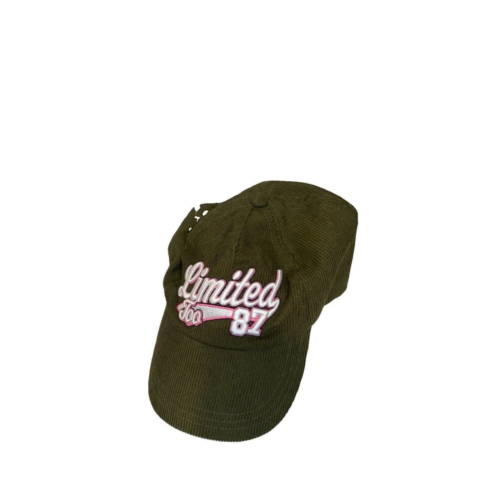 Y2K Limited Too 87 Corduroy Hat Y2K Olive Green Pink Embroidered Cap